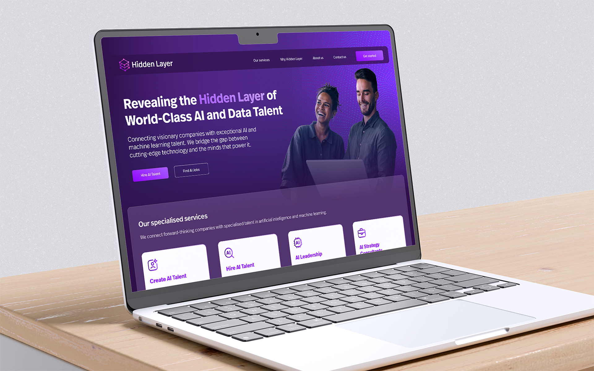 Hidden Layer website homepage showing on a laptop screen