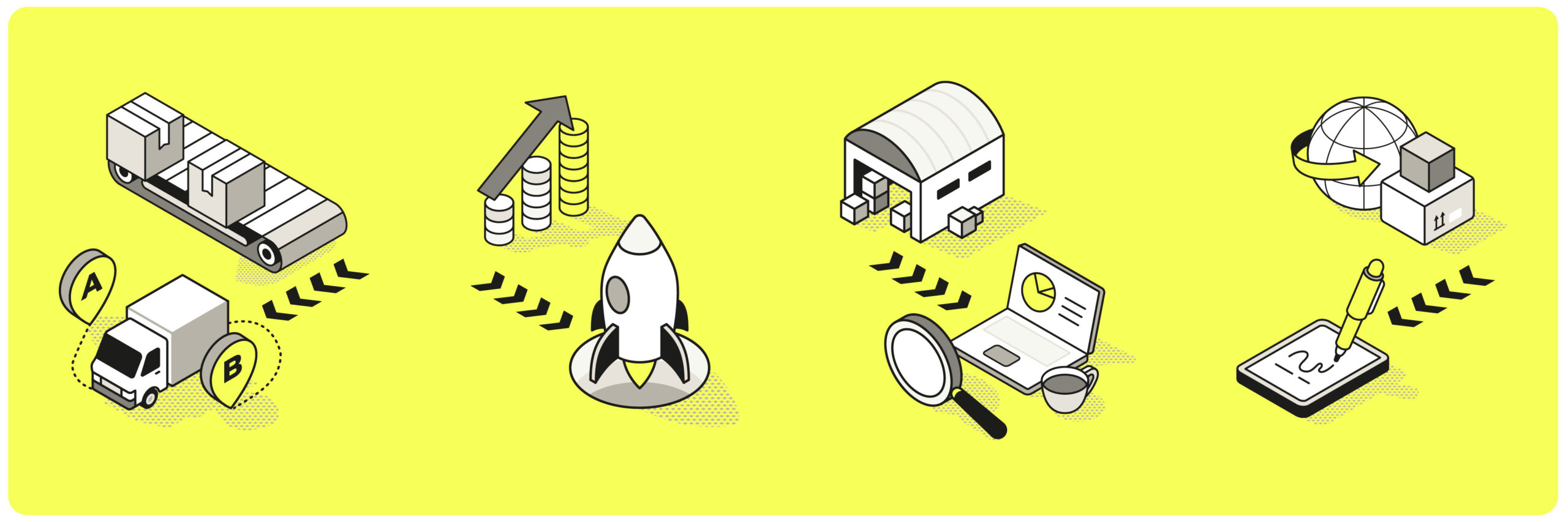 Branded vector illustration samples from the TSP website